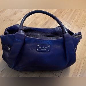 Kate Spade - New York Purple purse leather/black and white polka dot inter. OBO